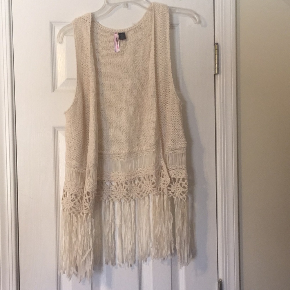 Off white fringe vest